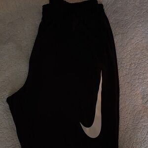 Nike Black Open Bottom Sweatpants with White Logo